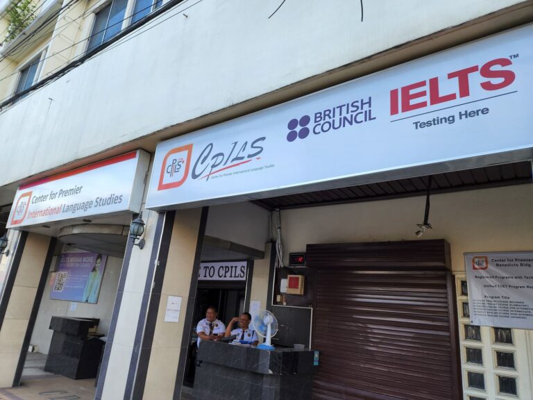 CPILS 宿霧語言學校 - 校門入口（英國文化協會 IELTS 官方考場招牌）